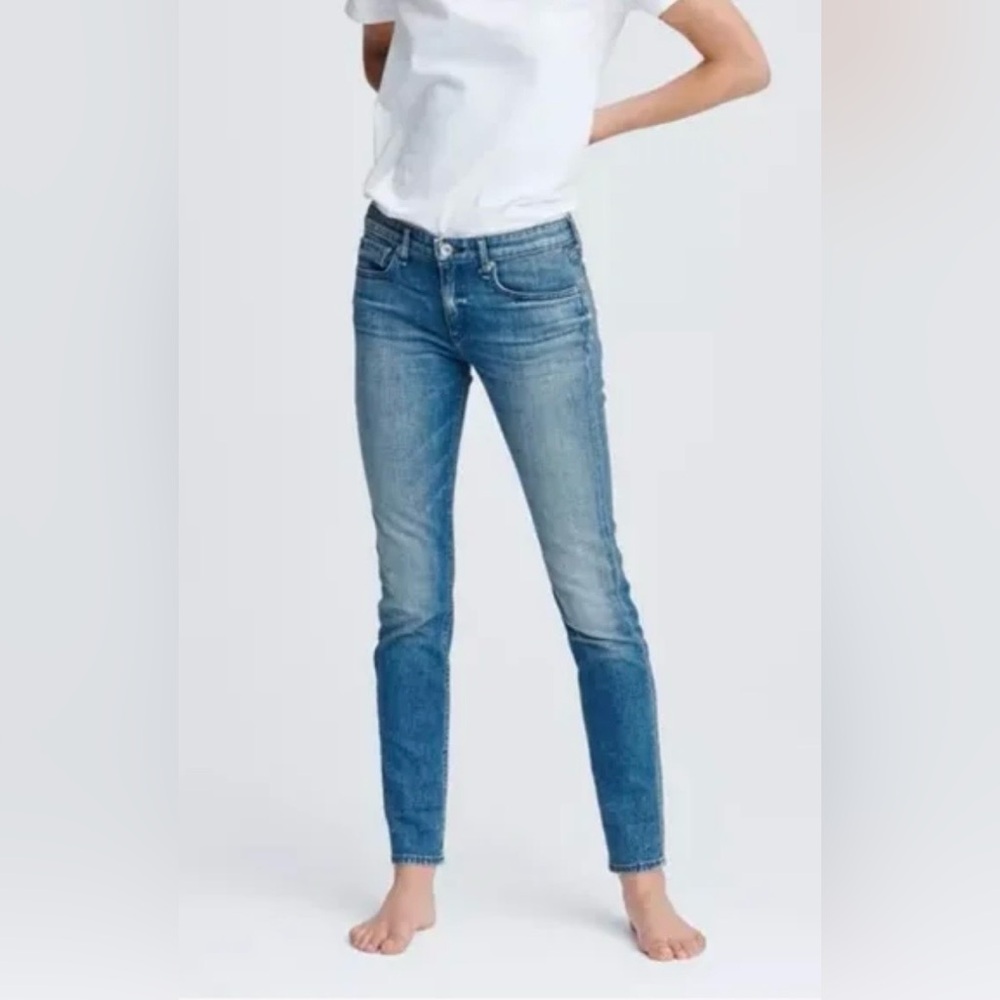 Rag & Bone Faded Blue Wash Low Rise Skinny Jeans 25R Stretch Denim